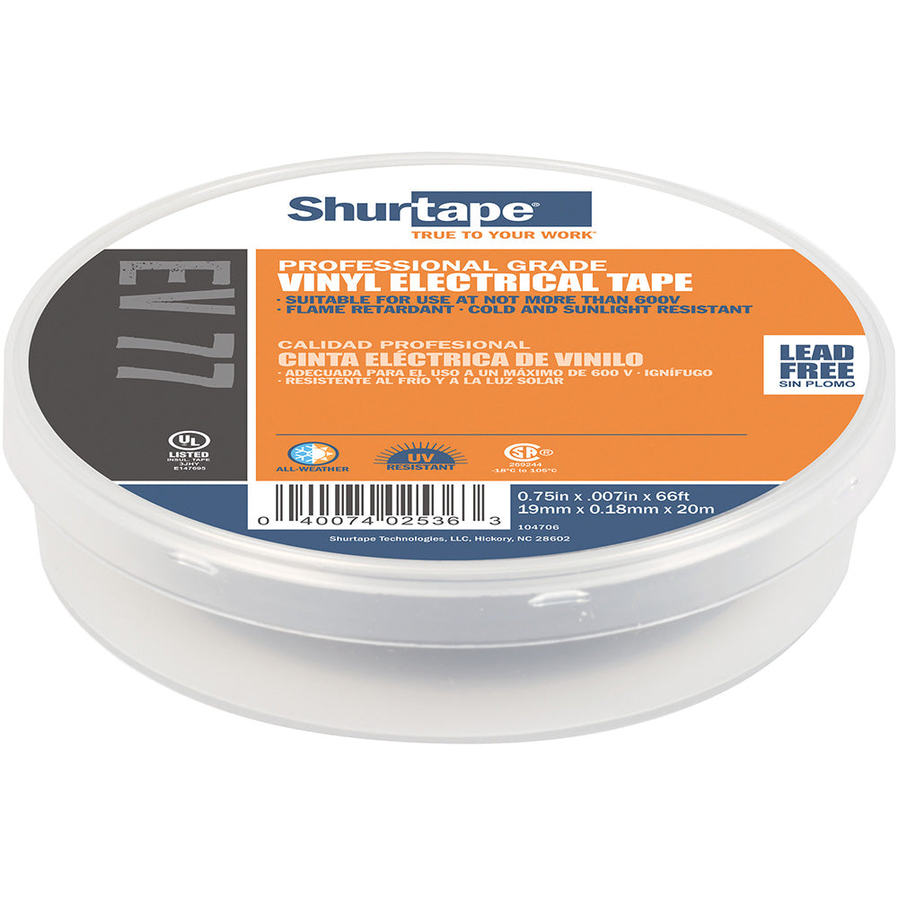 Shurtape EV 077B Professional Grade Black Electrical Tape f/Insulating  Splicing - 3/4" x 66' - 10-Pack [104706]