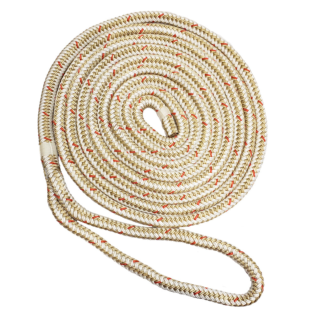 New England Ropes 1/2" Double Braid Dock Line - White/Gold w/Tracer - 15 [C5059-16-00015]