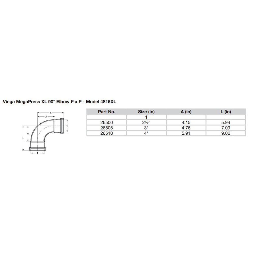 Viega MegaPress 2-1/2" 90 Carbon Steel Elbow w/FKM - Double Press Connection - Smart Connect Technology [26500]